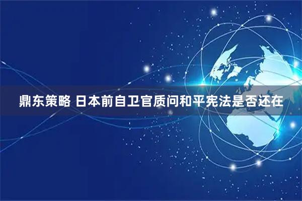鼎东策略 日本前自卫官质问和平宪法是否还在