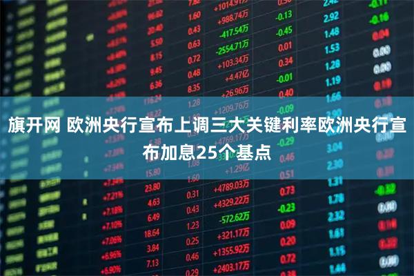 旗开网 欧洲央行宣布上调三大关键利率欧洲央行宣布加息25个基点